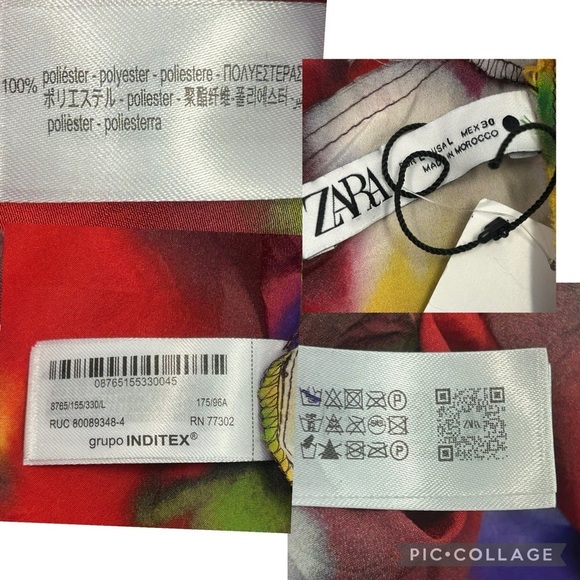 Zara multicoloured floral flower sleeveless midi dress raw hems Sz L NWOT classy - Picture 10 of 15